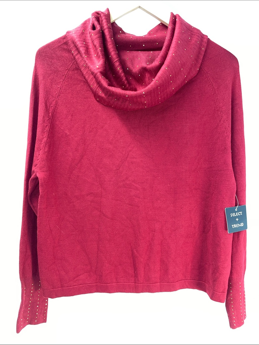 SELECT + TREND EMBELLISHED COWL NECK SWEATER FTL-07-123